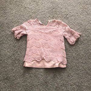 Light pink rose imprinted shirt.